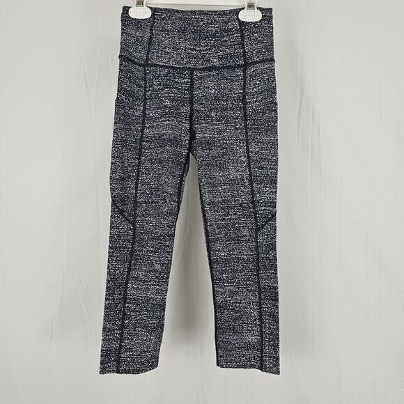 Lululemon Fast  Free Crop II (Nulux 19"") Soundwave Alpine White Black Size 4 - Picture 3 of 9